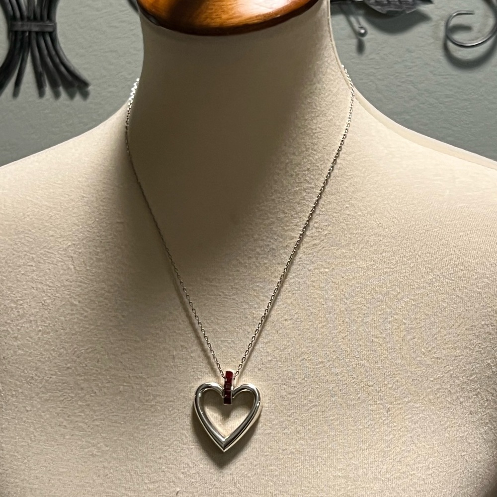 Brighton Silver Necklace with Red Heart Accent
